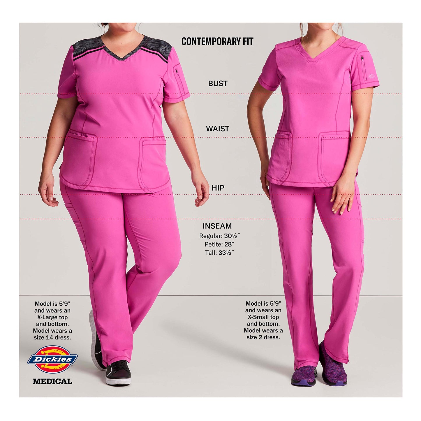 Dickies EDS Women Scrubs Top V-Neck Print DK876