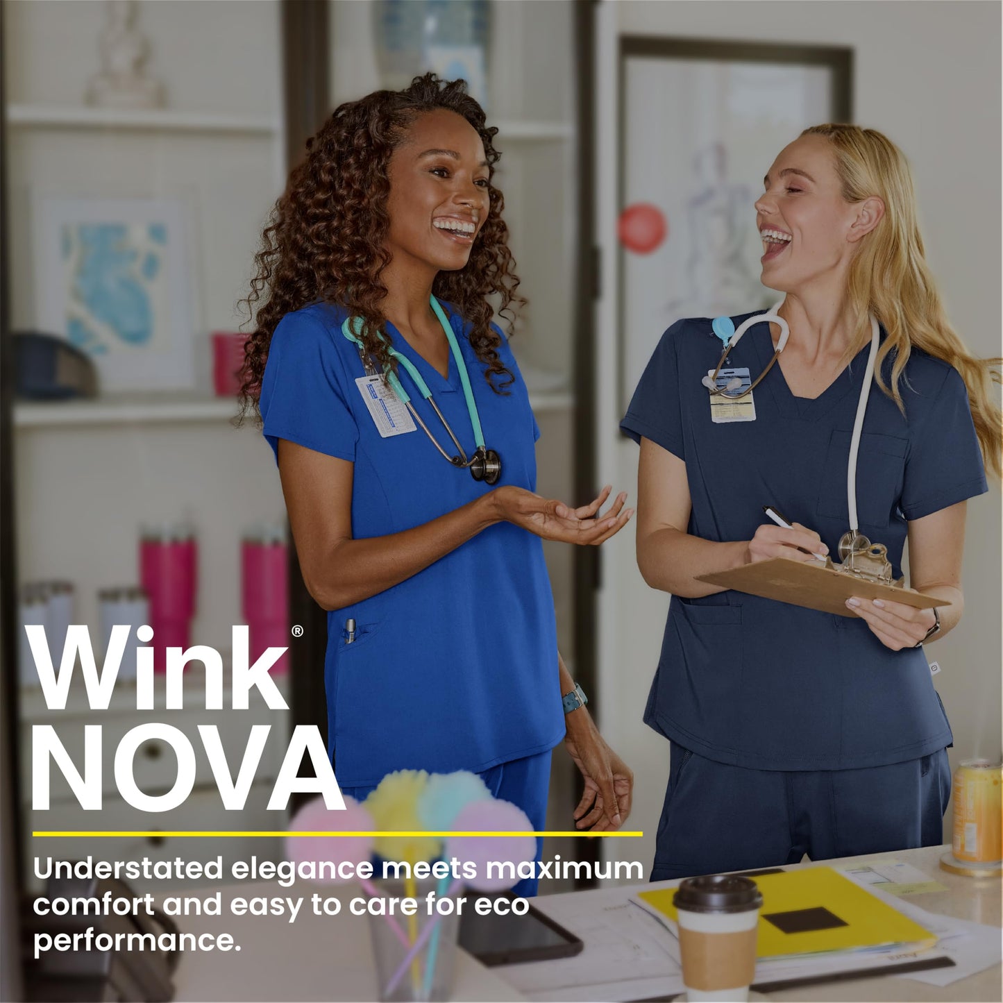 Wink Nova Women's Flex-n-Reach Shoulder Panel V-Neck Scrub Top