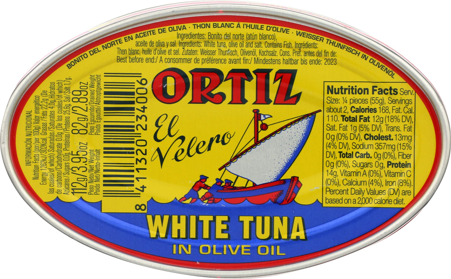 Ortiz White Tuna in Olive Oil, Fresh Tender Slices, Spanish Wild Caught Tuna, High in Protein and Omega 3 Fats, Excellent in Salad, Pasta or Sandwiches - No Need to Add Mayo, 3.95oz Can