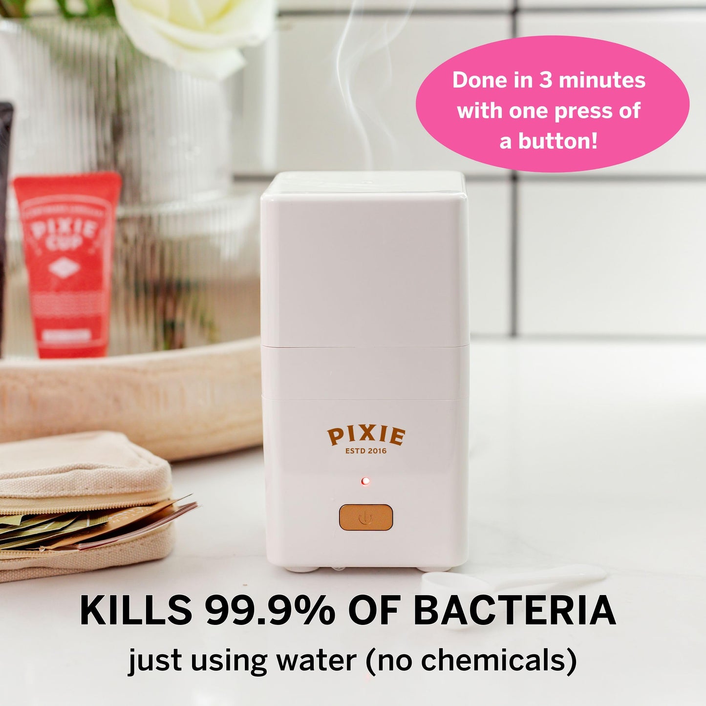 Menstrual Discs with Sterilizer - Ranked 1 for Most Comfortable Soft Reusable Period Disc - Kills 99.9% of Germs with Cleaner Steamer - Wash Your Disc in 3 Minutes! - Compact Sanitizer Kit