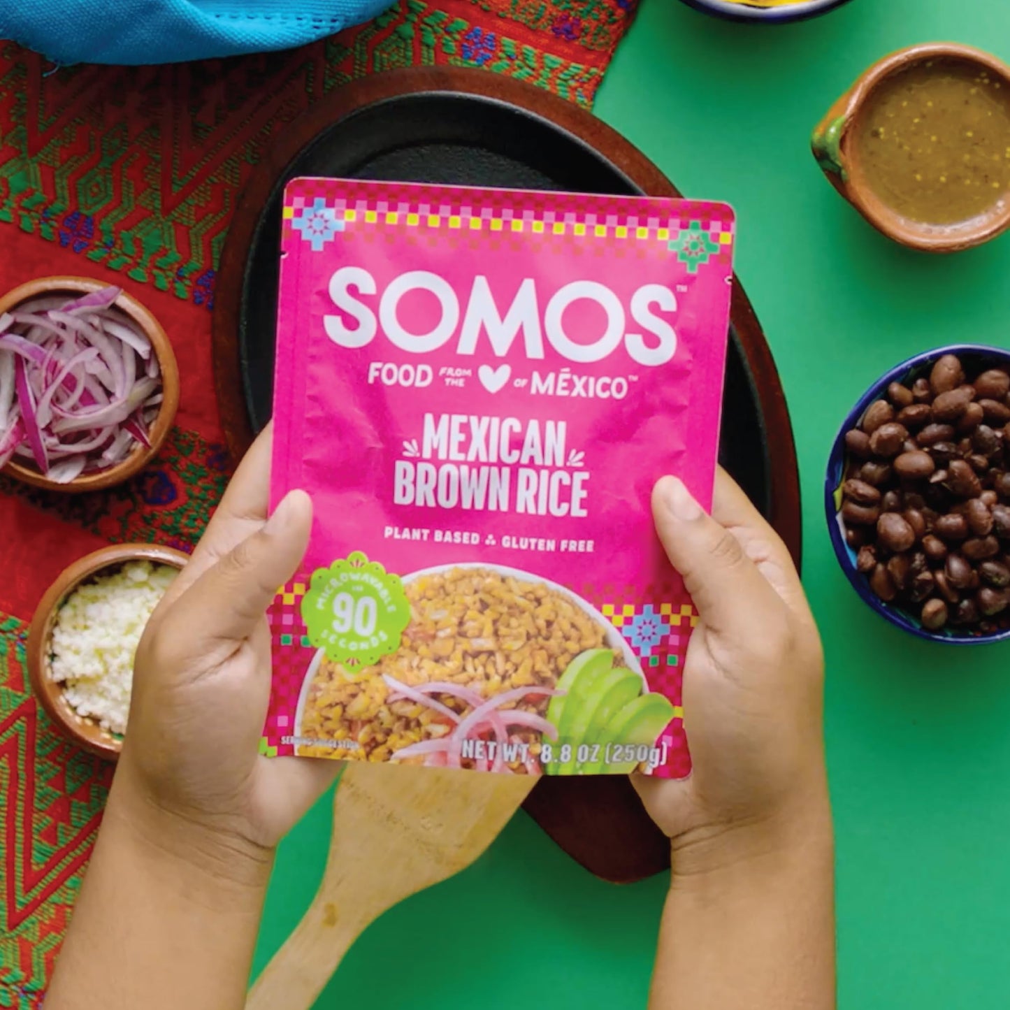 SOMOS Mexican Brown Rice - Gluten Free, Non-GMO, Vegan & Microwavable Meals Ready to Eat - Delicious, Healthy & Convenient - Perfect for Burrito Bowls, Tostadas & More | 8.8 oz (Pack of 6)
