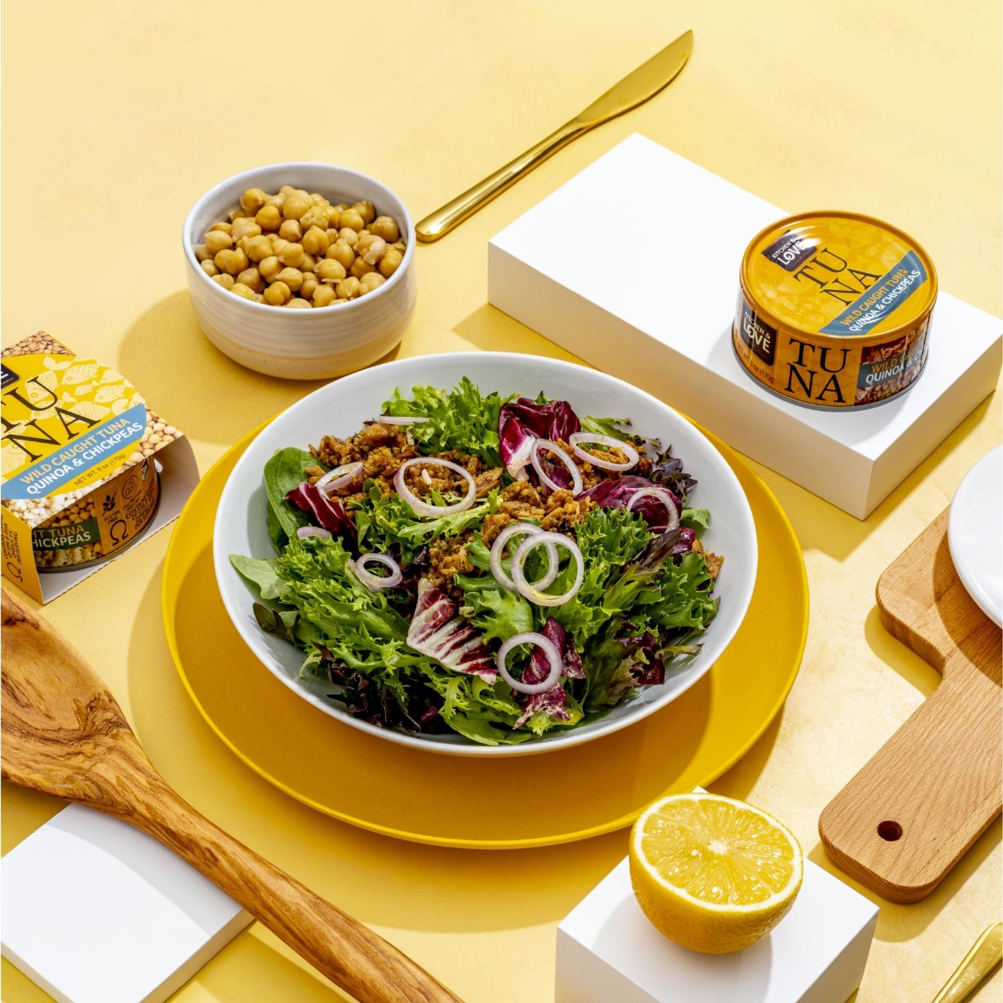 Kitchen & Love Wild Caught Tuna Variety Pack, 4 Bean Medley in Olive Oil 6 oz and Quinoa & Chickpeas in Olive Oil 6 oz (8 Pack)