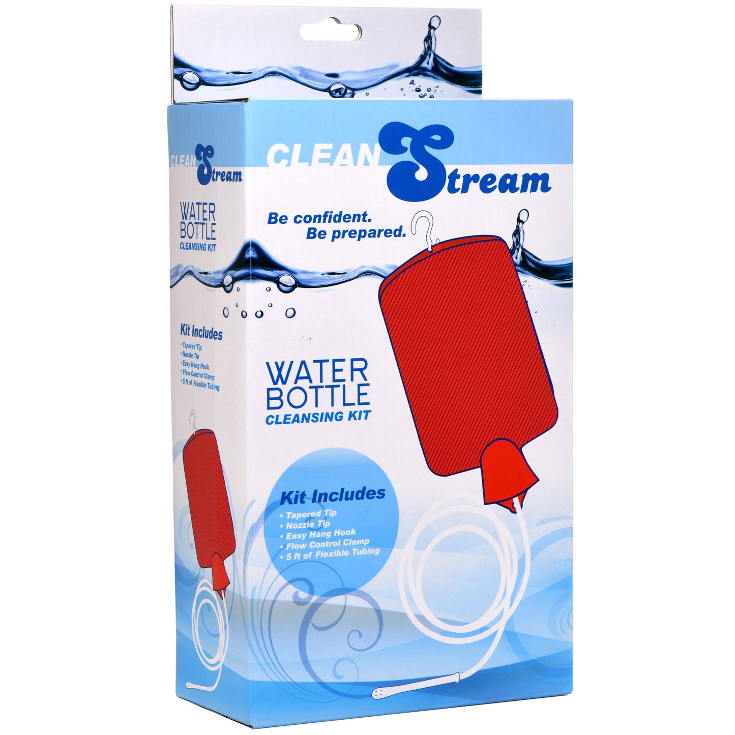 Cleanstream Water Bottle Douche Kit with Enema Tip, Vaginal Tip, 2 Quart Rubber Bottle, 5 Foot Tubing, Shut-Off Clamp, Adapter, Stopper and Hanging Hook for Personal Cleansing