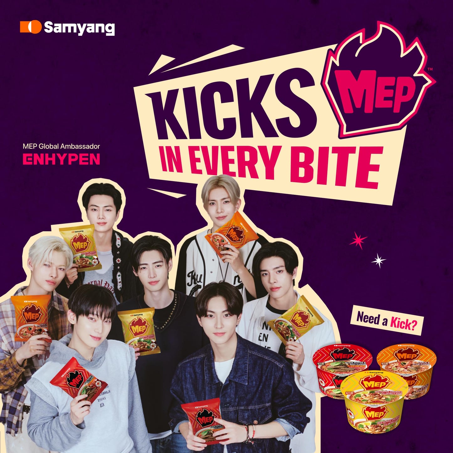 Samyang MEP Garlic Clam Ramen Spicy Instant Bowl Noodle Soup, Refreshing Seafood Broth Ramyeon, Quick Microwave Meal, 3.88 oz (Pack of 6 Bowls)