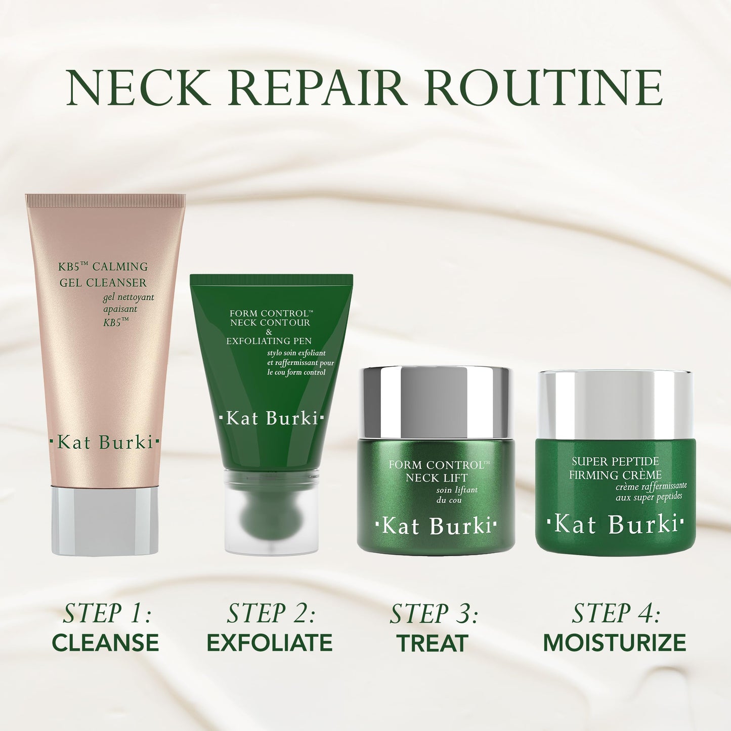 KAT BURKI Form Control Neck Lift Serum with Marine Collagen, Niacinamide & Silk Amino Acids for Firming, Lifting Hydration and Contour, 2 Fl Oz