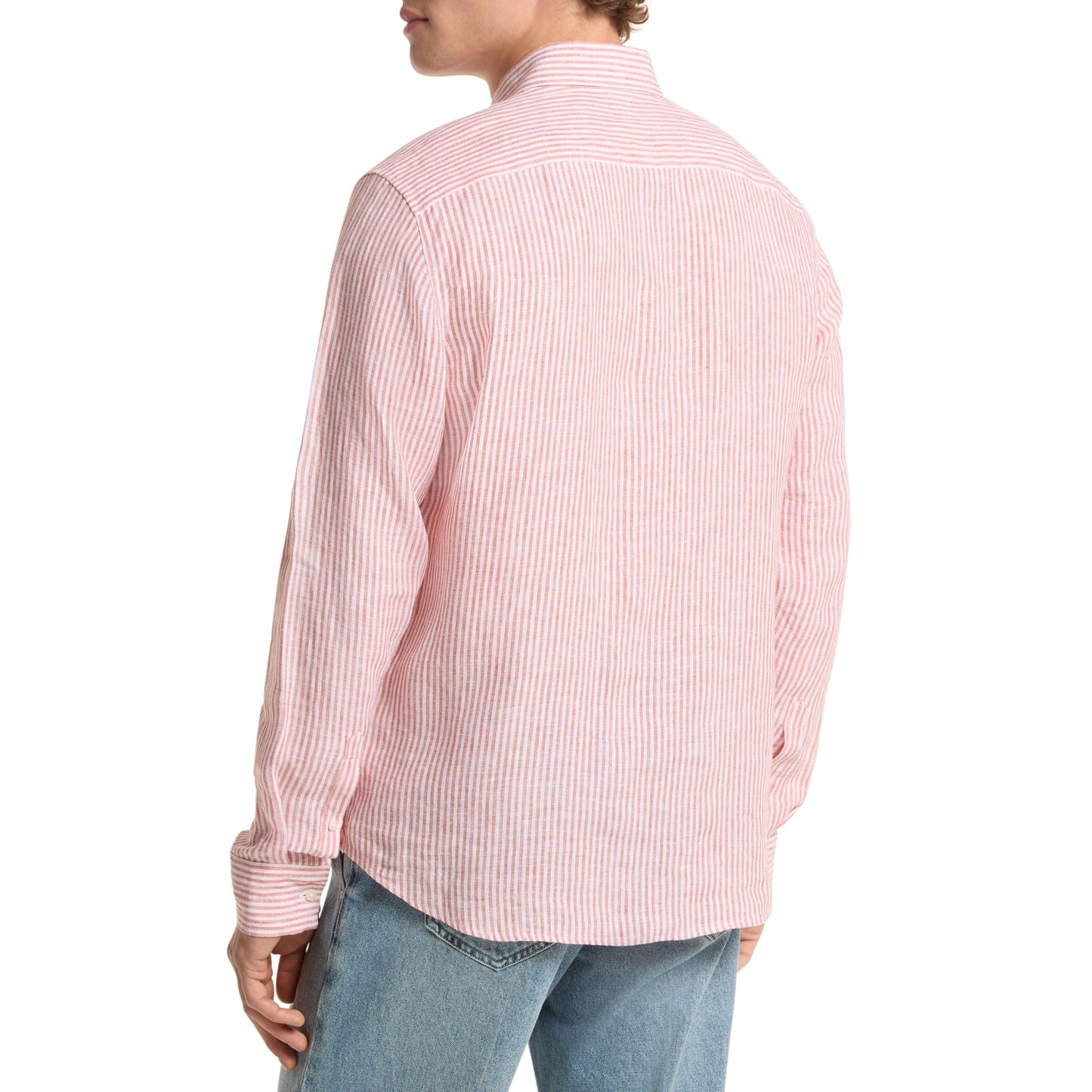 Michael Kors Men's Long Sleeve Striped Linen Top