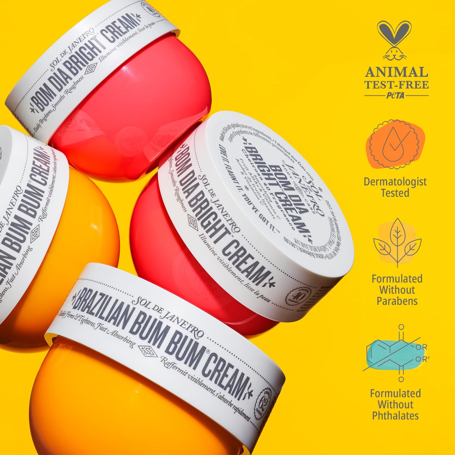 Sol de Janeiro Mini Body Cream Trial Set - Travel Size Set - Beauty Minis - Brazilian Bum Bum Cream & Bom Dia Bright Cream - 2 Piece Set 25 mL - $24 Value