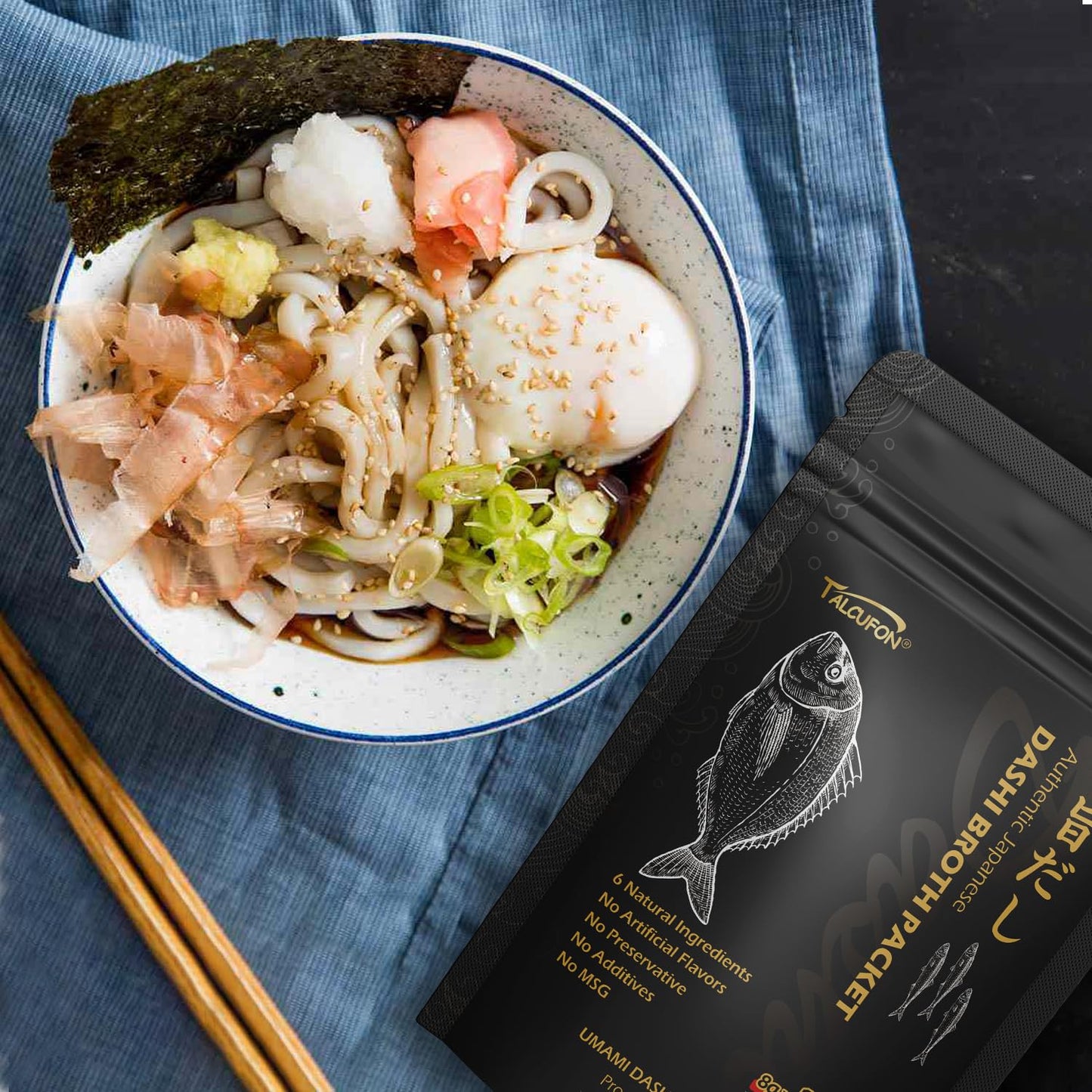 TALCUFON Dashi Stock (Dashi Broth, Dashi Packet), Umami Dashi Soup Stock, Use 6 Carefully Selected Natural Ingredients, Made in Japan, 8g×15 packets