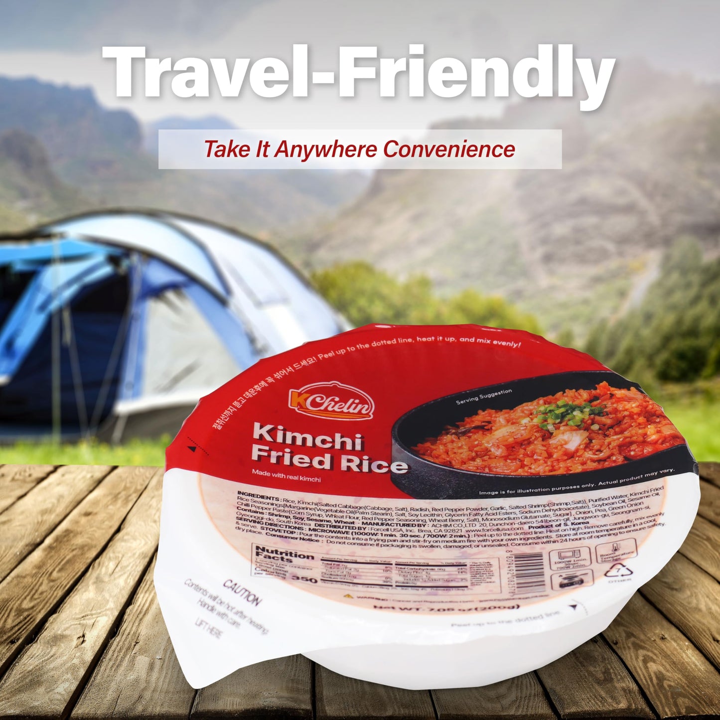 Microwaveable Korean Kimchi Fried Rice (Pack of 6), Korean Food, Instant, Quick & Delicious, Shelf- Stable, On-the-Go Meals, 7.05 oz per Bowl