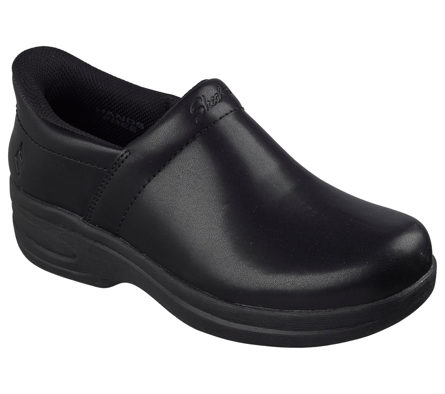 Skechers Womens Ardaya Sr Leather Work Clog with Hands Free Slip-ins Technology -