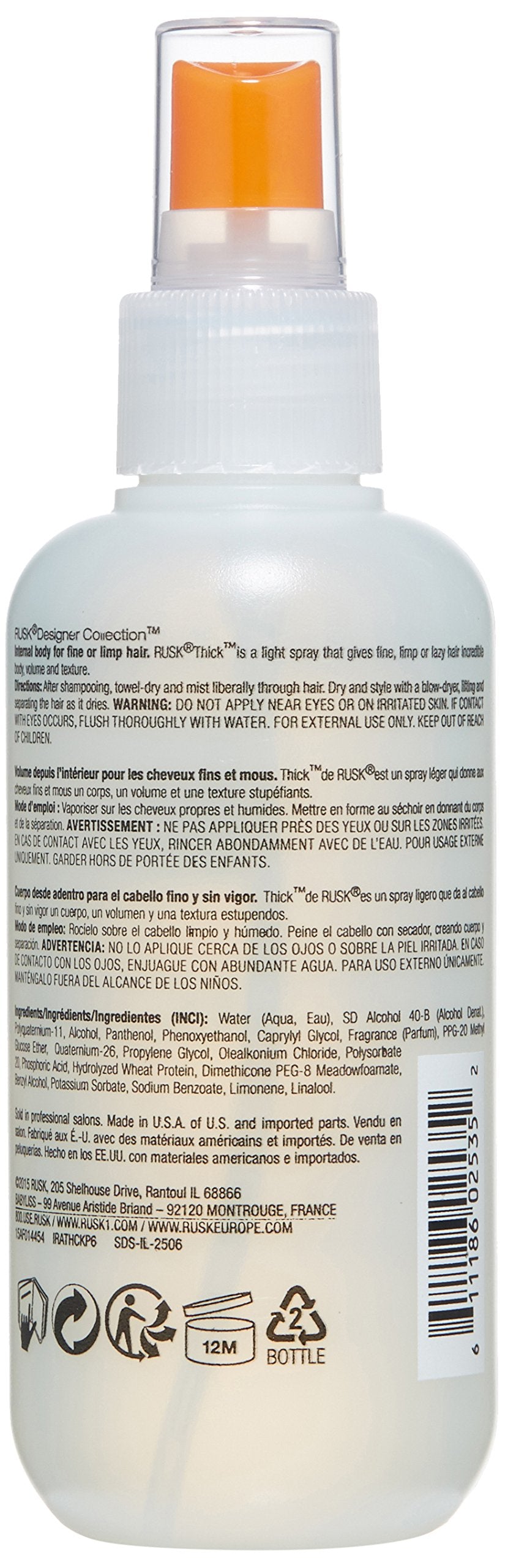 RUSK Designer Collection Thick Body and Texture Amplifier, Gives Hair Incredible Body, Creates Texture and Volume, Anyone with Fine, Limp, Lazy Hair