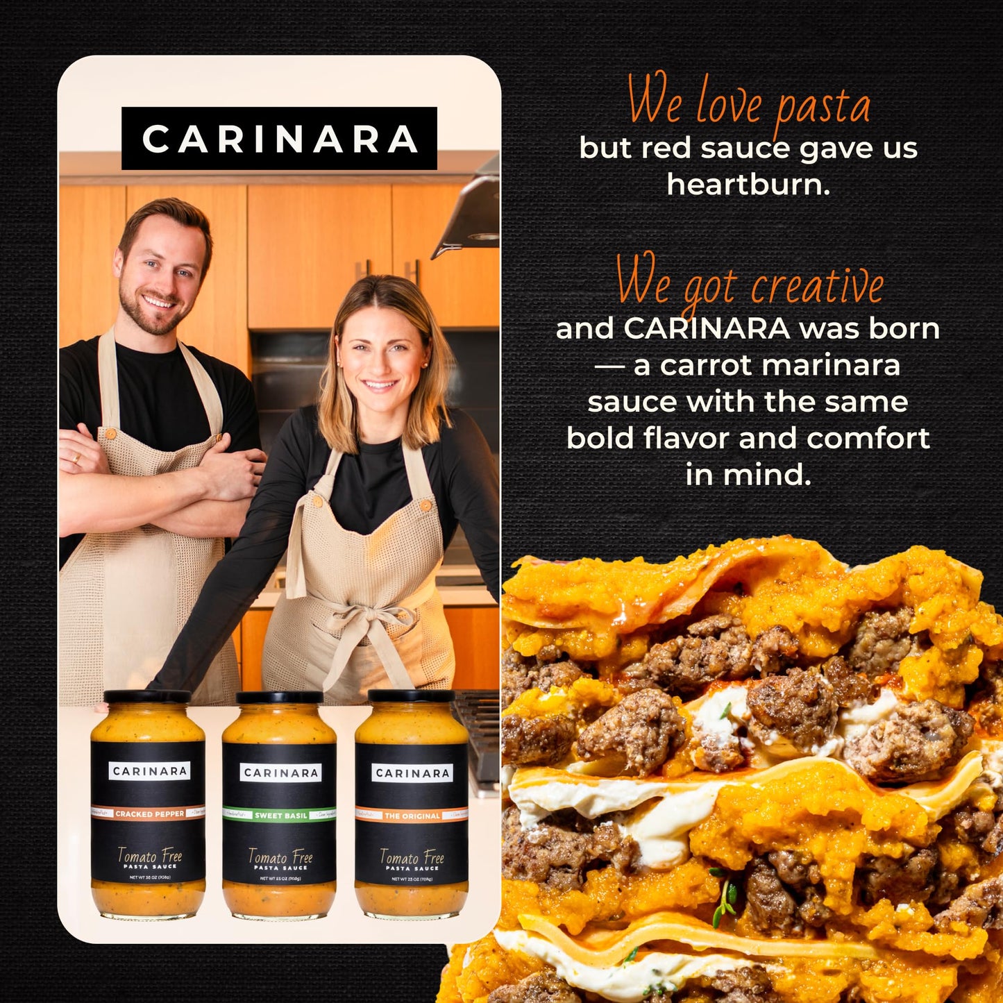 CARINARA Tomato-Free Pasta Sauce – 25oz | Carrot-Based Marinara Alternative with Garlic, Onion & Basil | Vegan, Gluten-Free, Low-Acid, No Sugar, No Tomato Sauce for Pasta, Pizza & Dips (25 Oz (Pack of 1), Sweet Basil)