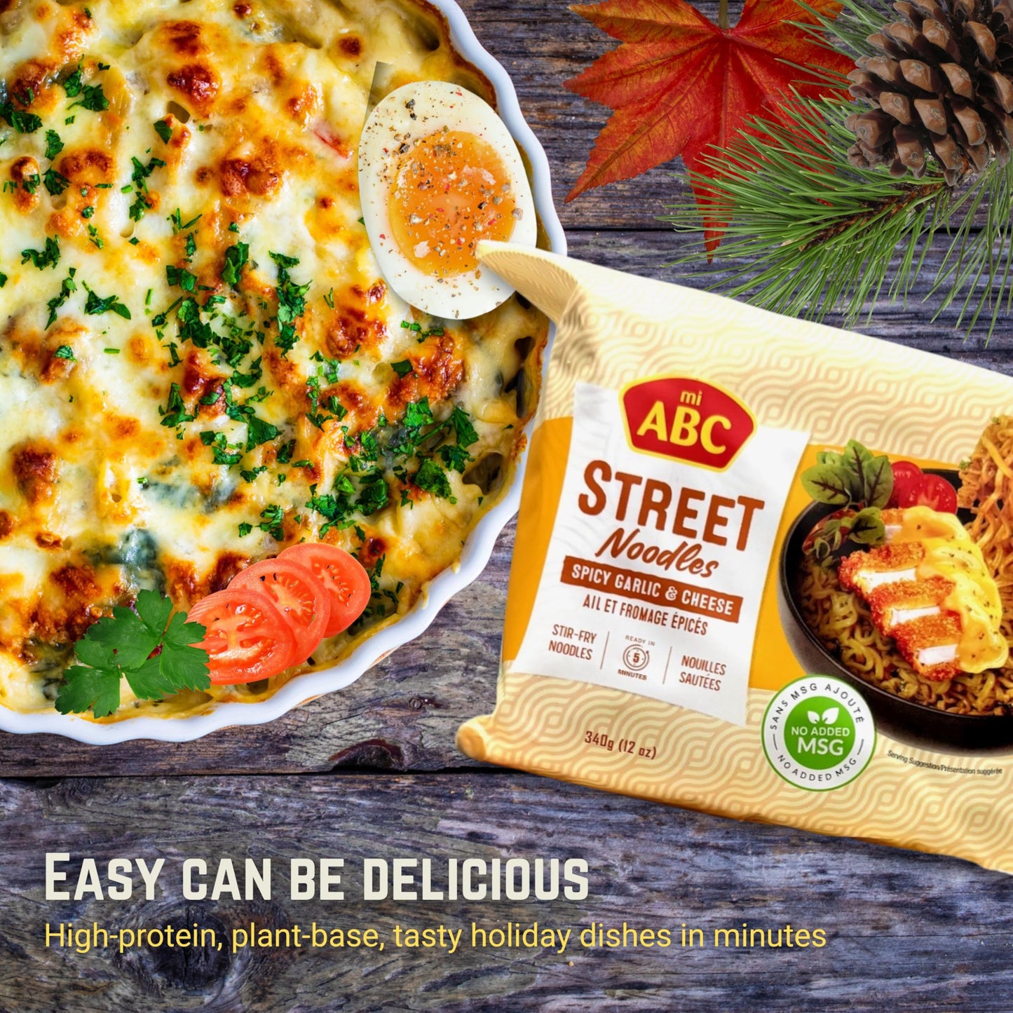 ABC Spicy Garlic & Cheese Street Noodles, 12.3 Oz (Pack of 32), Creamy, Spicy & Cheesy Stir Fry Instant Ramen, 9g Protein, No MSG, No Artificial Flavors or Colors, Halal