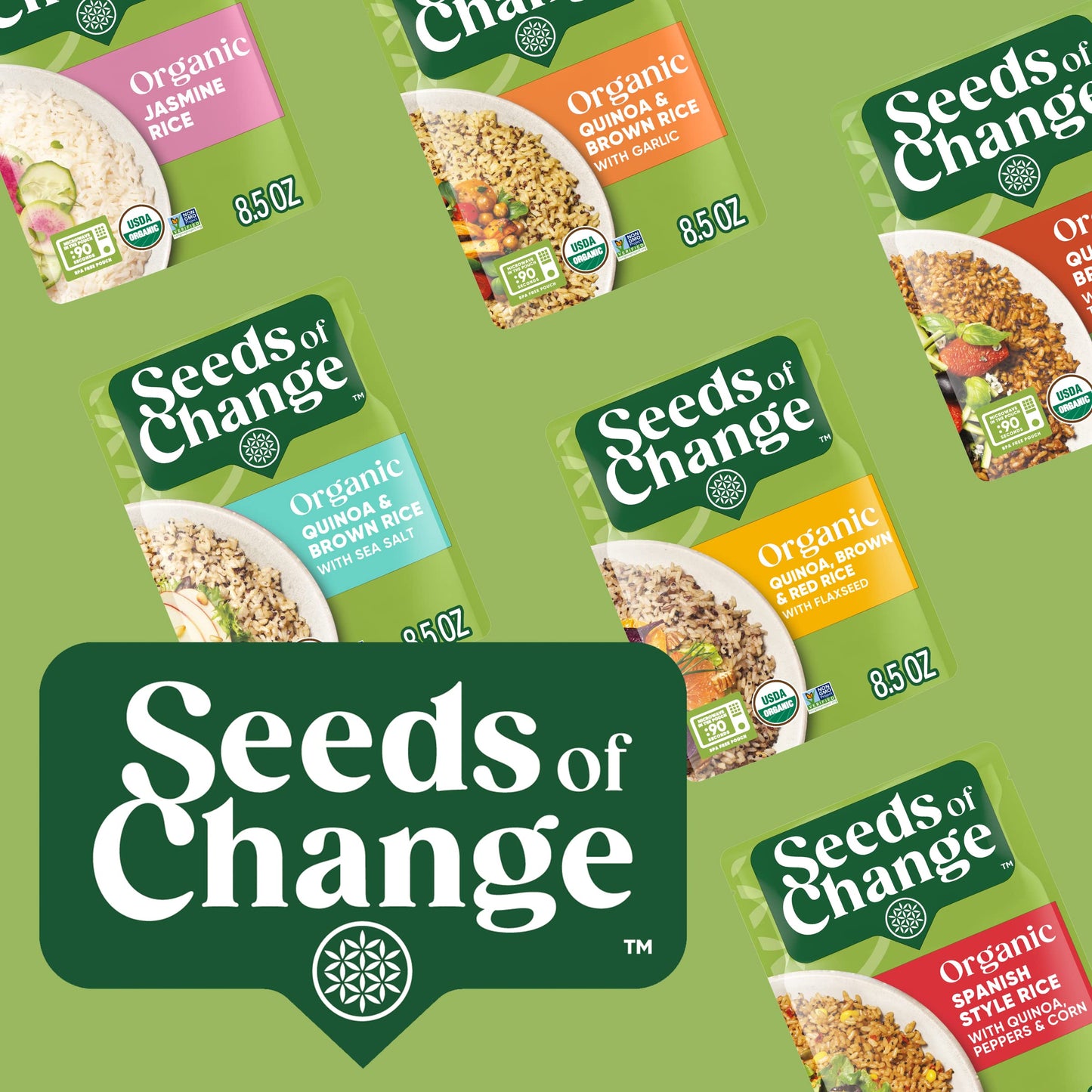 SEEDS OF CHANGE Organic Quinoa & Brown Rice with Garlic, Organic Food, 8.5 OZ Pouch