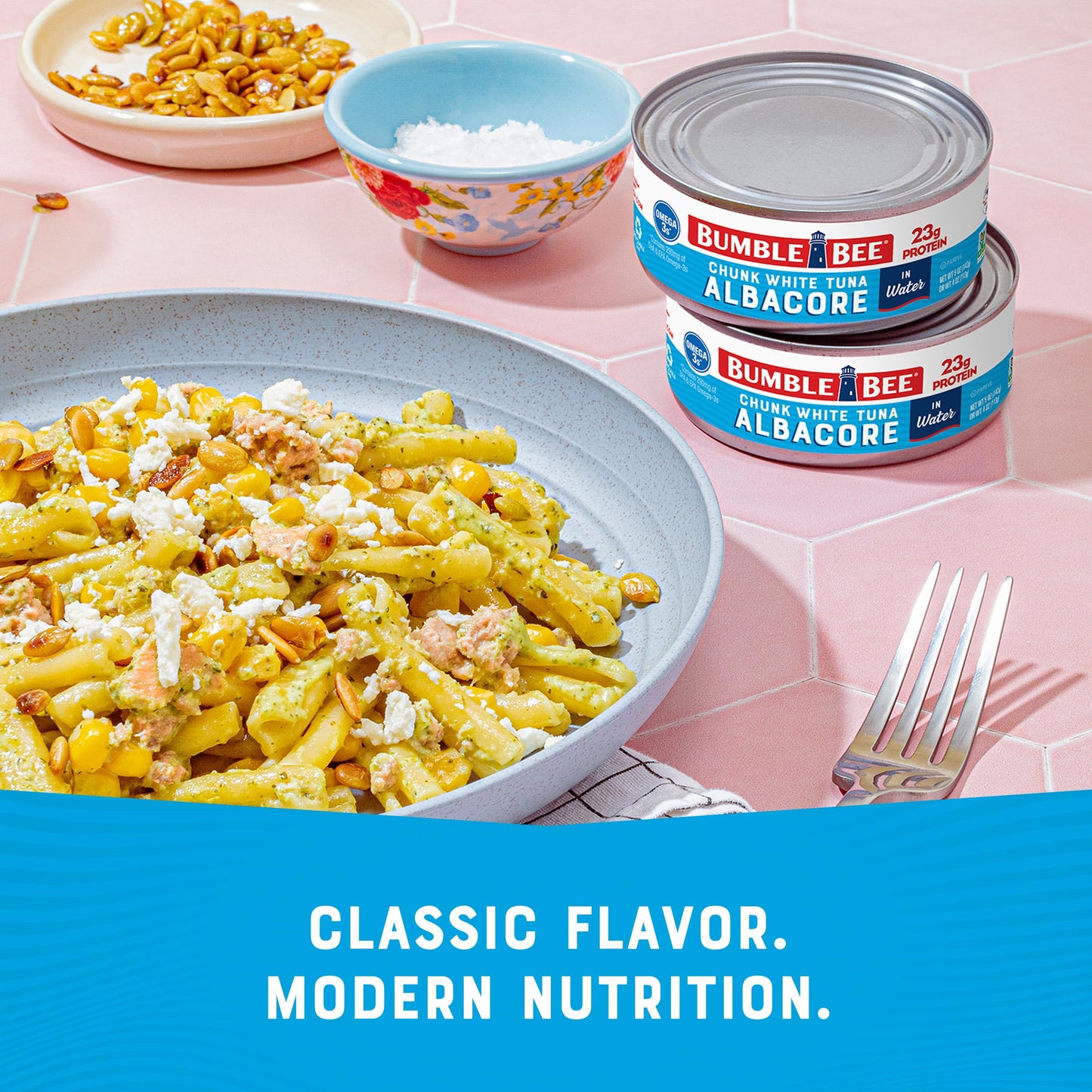 Bumble Bee Chunk White Albacore Tuna in Water, 5 oz Can (Pack of 4) - Wild Caught Tuna - 23g Protein per Serving, High in Omega-3s - Non-GMO Project Verified, Gluten Free, Kosher