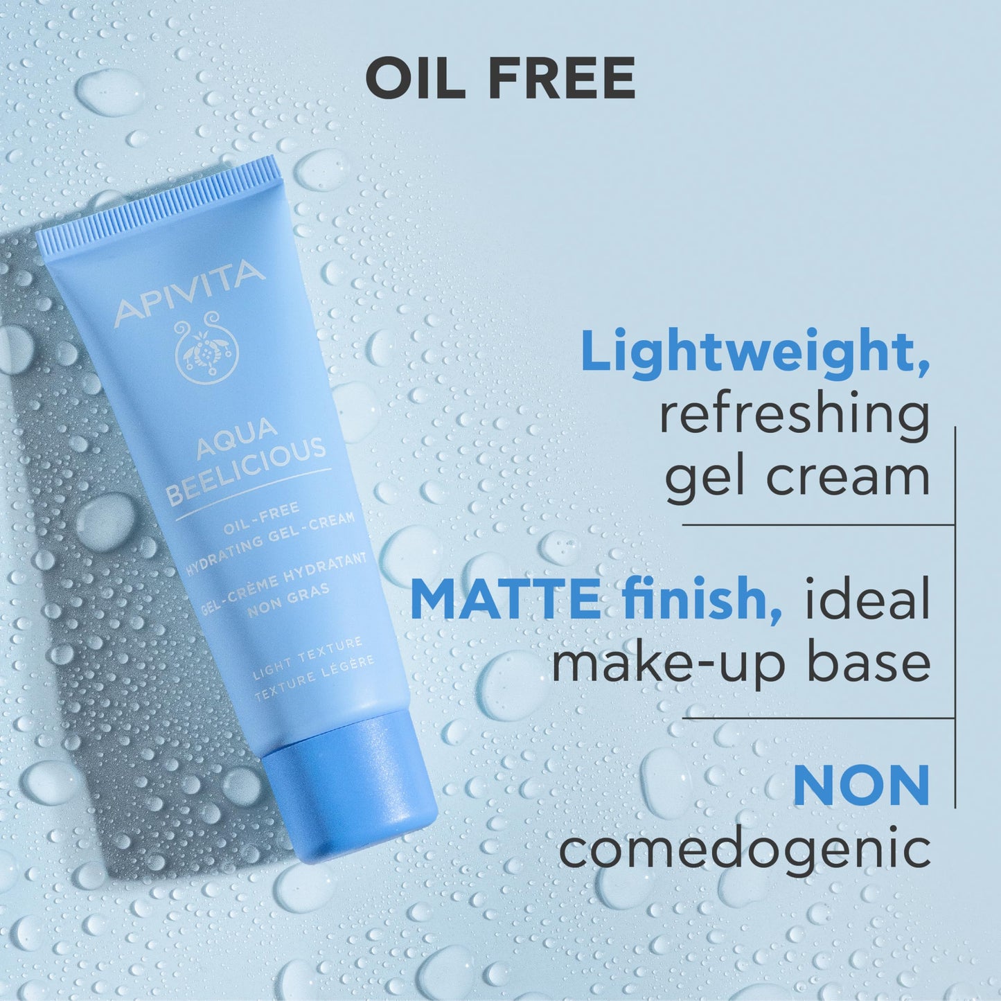 APIVITA Aqua Beelicious Face Gel-Cream | Oil-Free Hydrating Gel-Cream with Honey, Hyaluronic Acid & Flowers, 40 mL / 1.35 oz