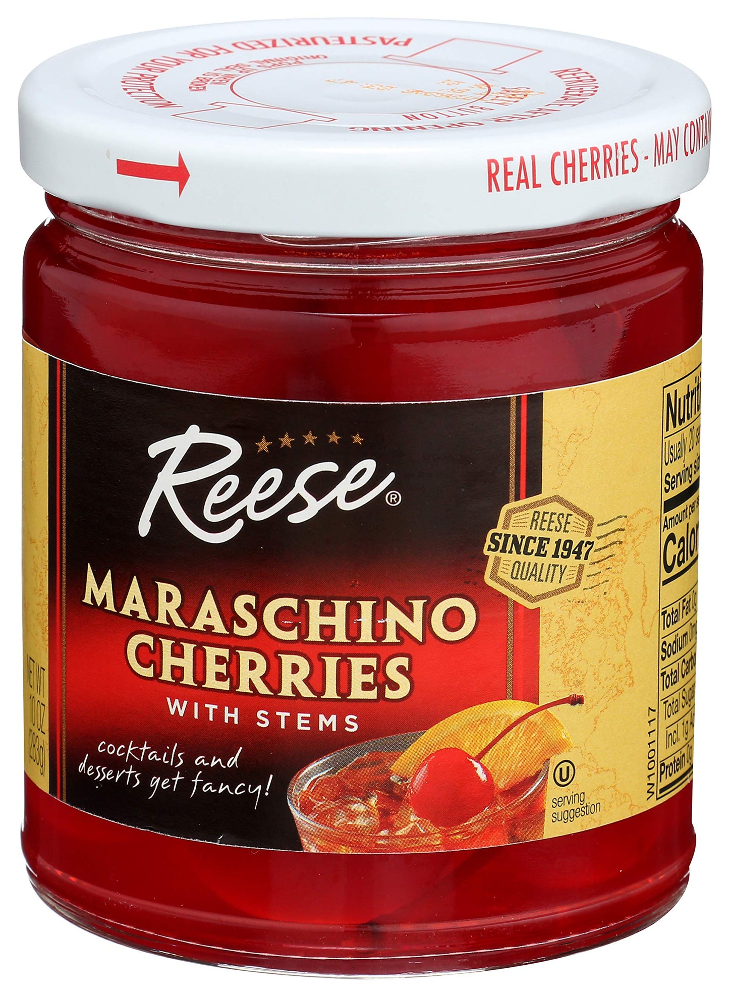 Reese Red Maraschino Cherries with Stems 10oz (Pack of 1)