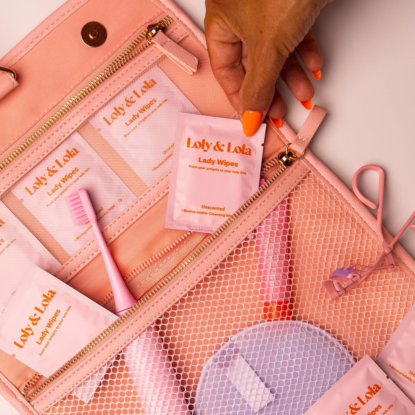 Loly & Lola Lady Wipes – Individually Wrapped Feminine Wipes | Travel Size, Biodegradable | pH Balanced (5–6) | Hypoallergenic, Fragrance Free | For Sensitive Skin, Gym, Period & On-the-Go Freshness