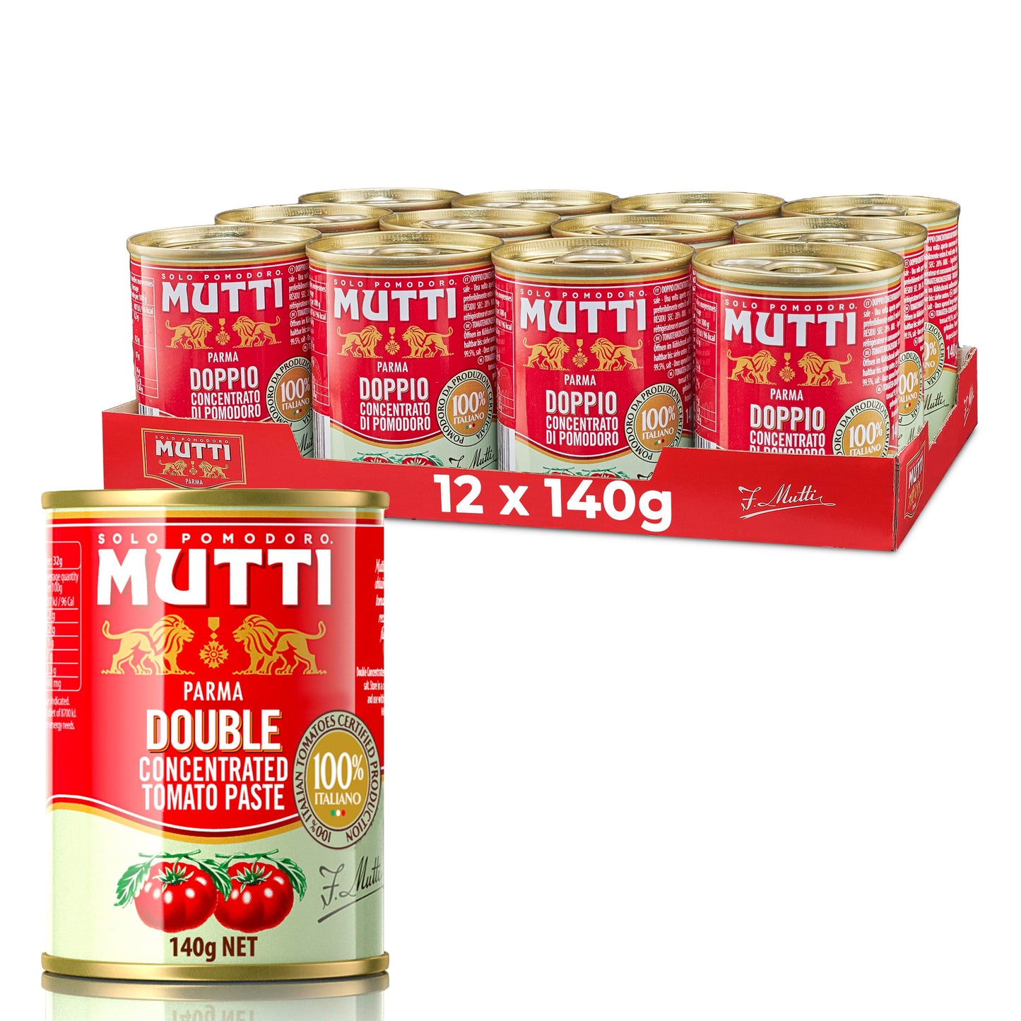 Mutti Double Concentrated Tomato Paste (Doppio Concentrato), 4.94 oz. Can | 12 Pack | Italy’s #1 Brand of Tomatoes | Canned Tomatoes | Vegan Friendly & Gluten Free | No Additives or Preservatives
