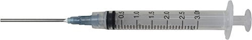 Duda Energy SyringeBox003 Industrial Syringes with 15G x 1-1/2" Blunt Tip Fill Needle and Plastic Cover, 3 mL (Pack of 100)