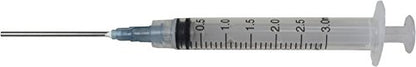 Duda Energy SyringeBox003 Industrial Syringes with 15G x 1-1/2" Blunt Tip Fill Needle and Plastic Cover, 3 mL (Pack of 100)
