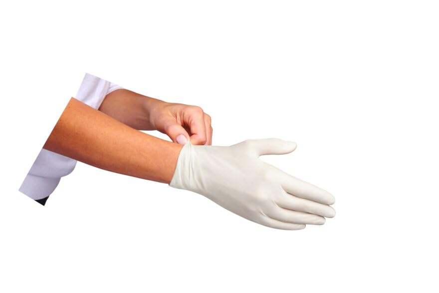 Medline Curad Comfort Wear Latex Exam Gloves, Powder-Free, One Size Fits Most, 100 count (Pack of 10)
