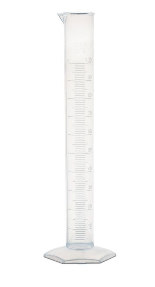 United Scientific™ Plastic Graduated Cylinder, 100mL - Scientific Measuring Cylinder with Hexagonal Base - Polypropylene Plastic - Laboratory Quality, Autoclavable