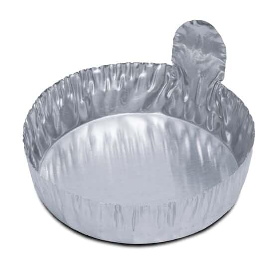 Cole-Parmer 43 mm Aluminum Crimpled-Walled Weighing Dishes with Tab, 20 mL, 100/Pk