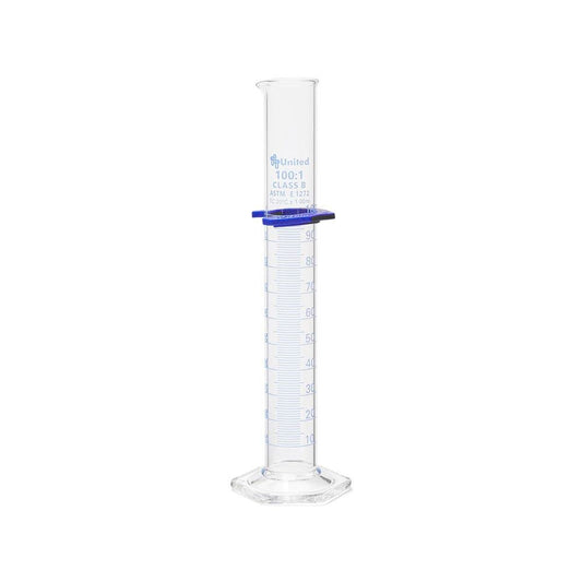 United Scientific™ (UNCYLNGB-100) 100ml Graduated Cylinder, Borosilicate 3.3 Glass, Double Metric Scale, Class B, Pack of 2