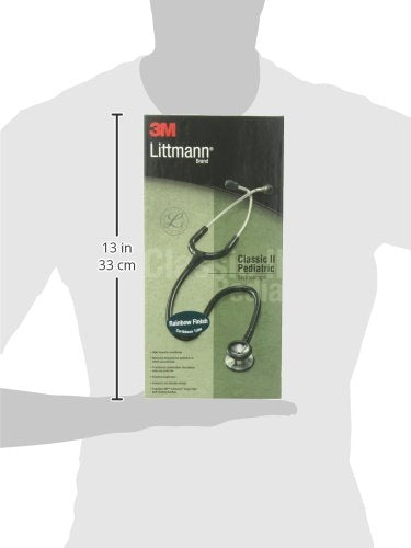 3M Littmann Classic II Pediatric Stethoscope, 2153, Stainless Steel Rainbow-Finish Chestpiece, 28" Caribbean Blue Tube, Brass Stem, and Headset