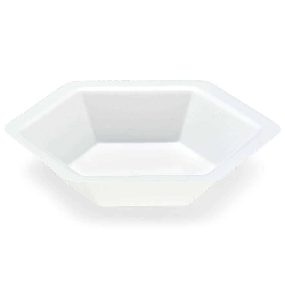 Weighing Boats by Globe Scientific, Hexagonal Shaped, Bendable Polystyrene, Easy Pour Design, Disposable Scale Trays for Weighing & Mixing Liquid & Powder, Antistatic, 20mL Capacity, White, Case 500