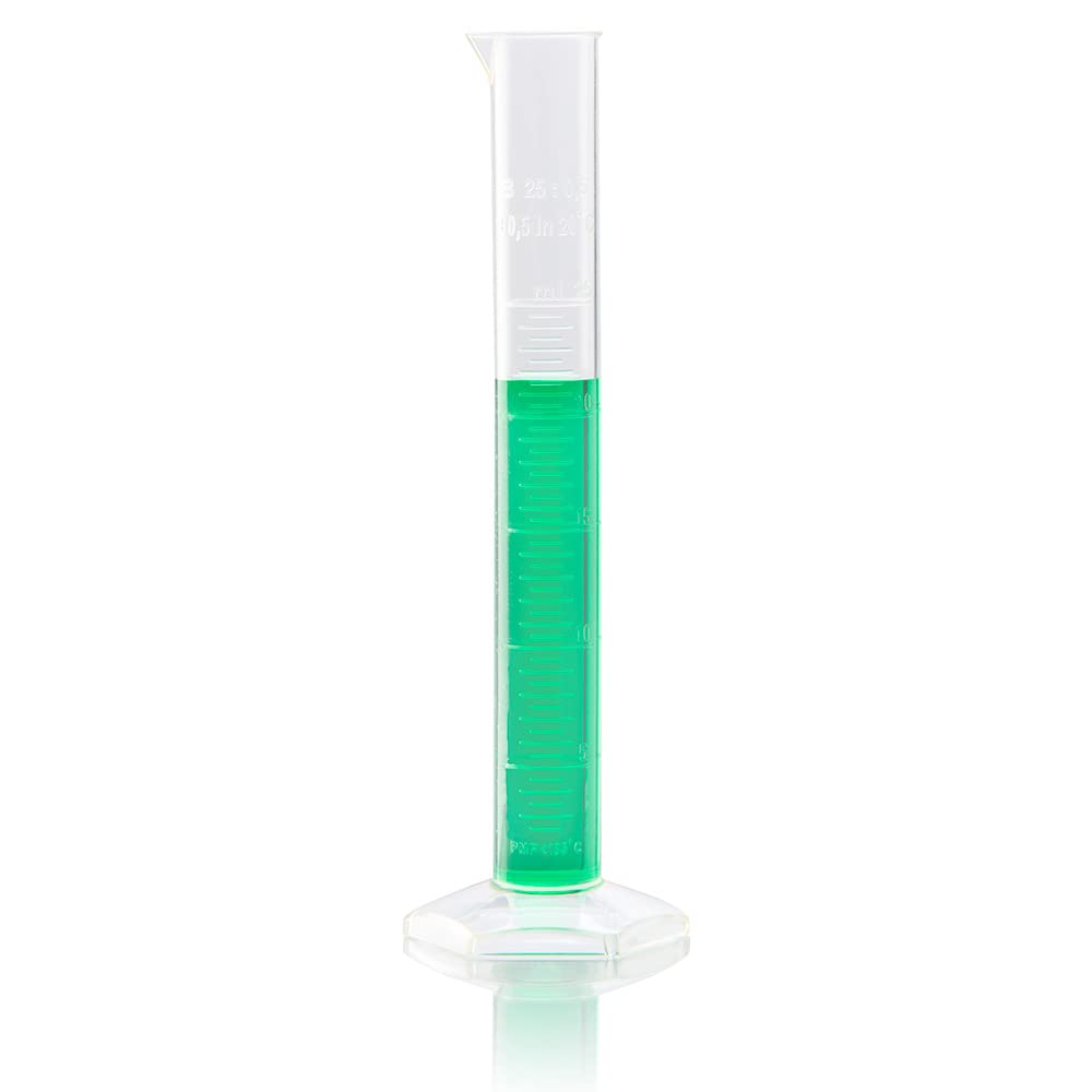 Globe Scientific 3705-25 Diamond Essentials PMP Graduated Measuring Cylinder, Class A, Tall Form, 25ml Capacity