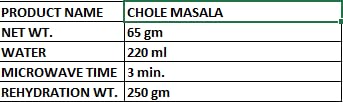 KDI Store Chole Masala, Ready to Eat Punjabi Style Chickpea Curry, Freeze Dried, USDA Organic, 65g