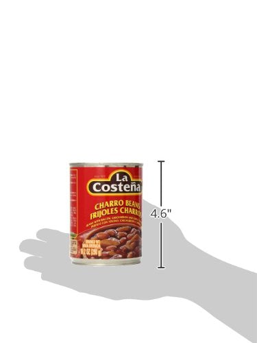 La Costeña Charro Beans - Ready-to-Eat Canned Pinto Beans with Chorizo, Bacon & Chicharrones - Mexican Food, Tex Mex, Chili Ingredients, Bean Dip, Bean Burger & Burrito - 19.75oz, 12 Pack Canned Food