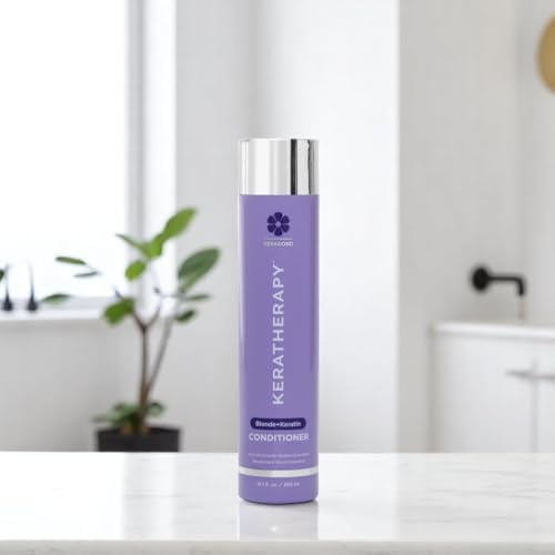 KERATHERAPY Keratin Infused Totally Blonde Violet Toning Conditioner, 10.1 fl. oz., 300 ml - Keratin Therapy Purple Conditioner for Blonde Hair, Brassy, Silver, & Highlighted - Sulfate & Paraben Free