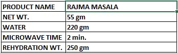 KDI Store Rajma Masala, Ready to Eat Indian Red Kidney Beans Curry, USDA Organic, Fully Cooked, Freeze Dried, 55g