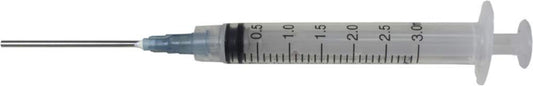 Duda Energy SyringeBox003 Industrial Syringes with 15G x 1-1/2" Blunt Tip Fill Needle and Plastic Cover, 3 mL (Pack of 100)