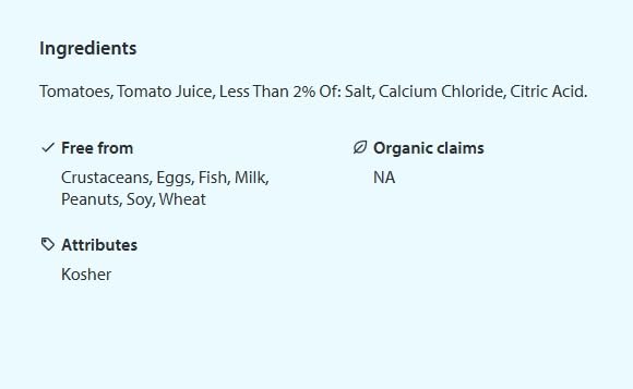 Sysco Diced Tomatoes | In Juice | Kosher | 6.38 lb