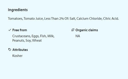Sysco Diced Tomatoes | In Juice | Kosher | 6.38 lb