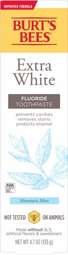 Burt’s Bees Toothpaste with Fluoride, Extra White, Zen Peppermint, 4.7 oz (14)