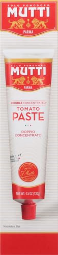 Mutti Double Concentrated Tomato Paste (Doppio Concentrato), 4.5 oz. Tube | 1 Pack | Italy’s #1 Brand of Tomatoes | Tube Tomato Paste | Vegan Friendly & Gluten Free | No Additives or Preservatives