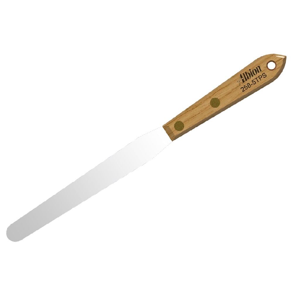 Albion Engineering Company 258-5TPS Classic Tapered Spatula, Stainless Steel, Hardwood Handle, 1/2" Wide Tapered Tip x 5" Long Blade