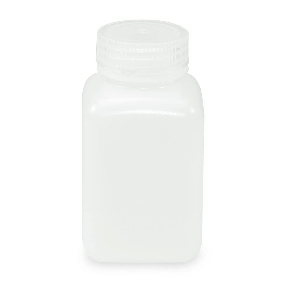 Globe Scientific 7180250 Diamond RealSeal Bottle, Wide Mouth, Square, HDPE with PP Closure, 250mL, 12/Pack