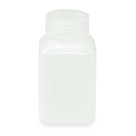 Globe Scientific 7180250 Diamond RealSeal Bottle, Wide Mouth, Square, HDPE with PP Closure, 250mL, 12/Pack