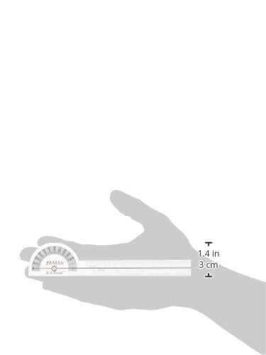 Jamar EZ Read 6.75" (17cm) Goniometer, Easy to Read Manual Hand and Finger Range of Motion Tool for Angle Measuring, Transparent Protractor for Accurate Measuring, Inch & Centimeter Linear Measurement