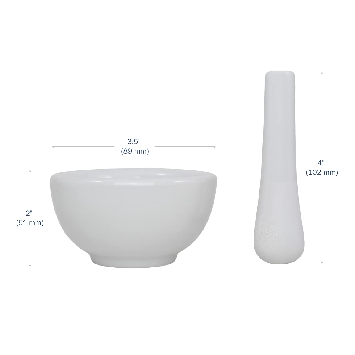 Apothecary Products Mortar and Pestle Bowl | Mixer and Grinder for Medicine | Porcelain | 4 Oz