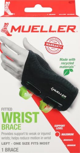Mueller Sports Medicine Mueller Green Fitted Wrist Brace Left Hand, 0.212 Lb