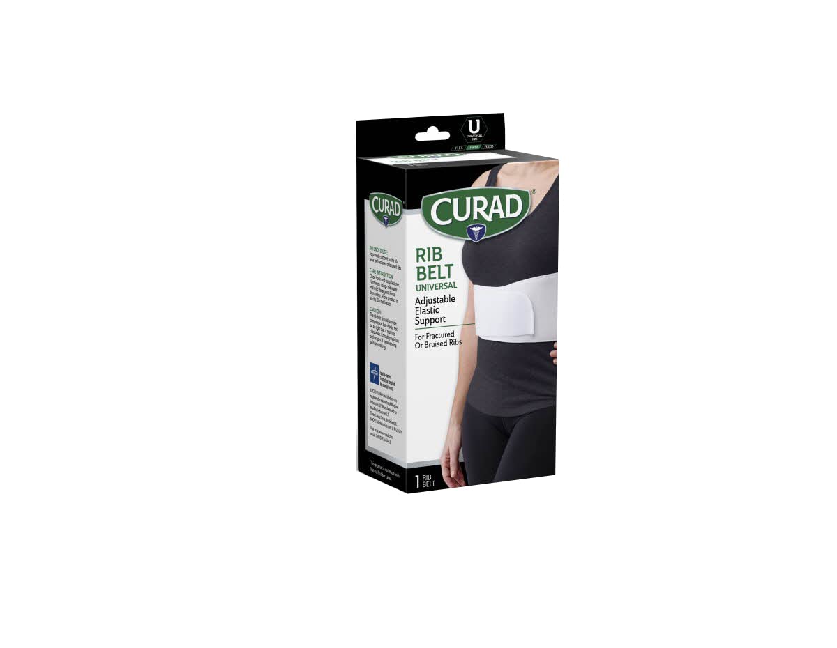 CURAD 6 in Universal Elastic Rib Belt, Adjustable Compression Wrap for Men and Women, Breathable Support for Broken, Bruised or Injured Ribs, Comfortable Fit for Everyday Wear, Fits 28" - 50" Around Ribs, Unisex, 1 Count