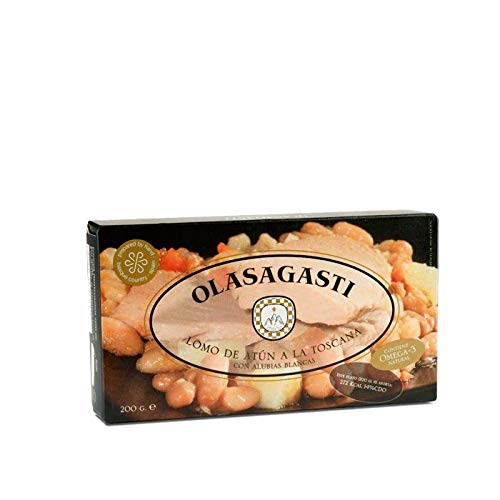 Olasagasti Tinned Tuna Fish Fillets a la Toscana, with White Beans. Ready-to-Eat Meal. 190 gr