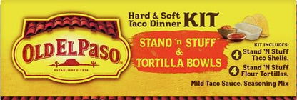 Old El Paso Stand 'N Stuff Shells and Tortilla Bowls, Hard & Soft Taco Dinner Kit, 9.4 oz.